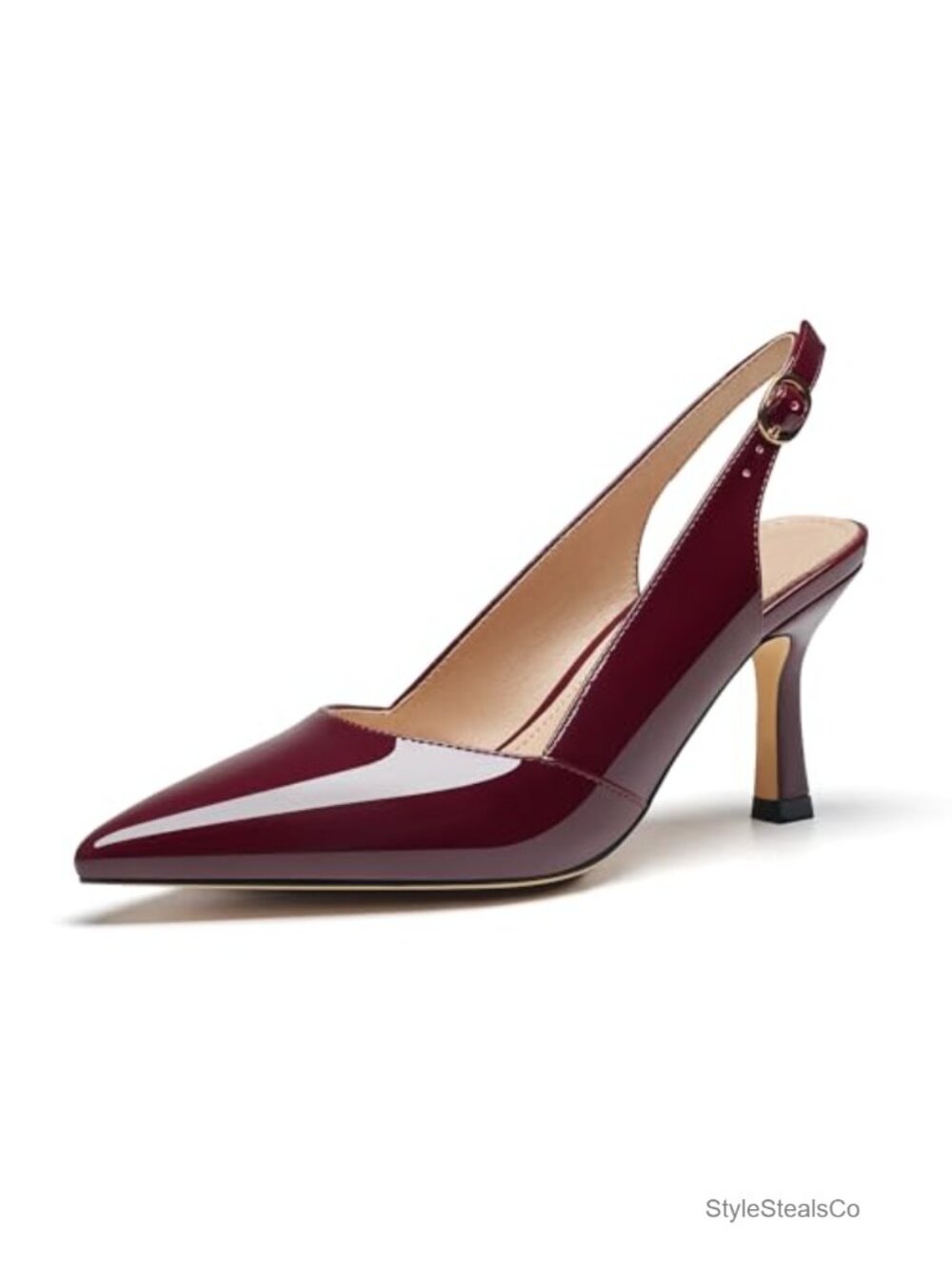 Slingback Kitten Heels Pointed Toe Dressy Pumps Wedding Office Shoes